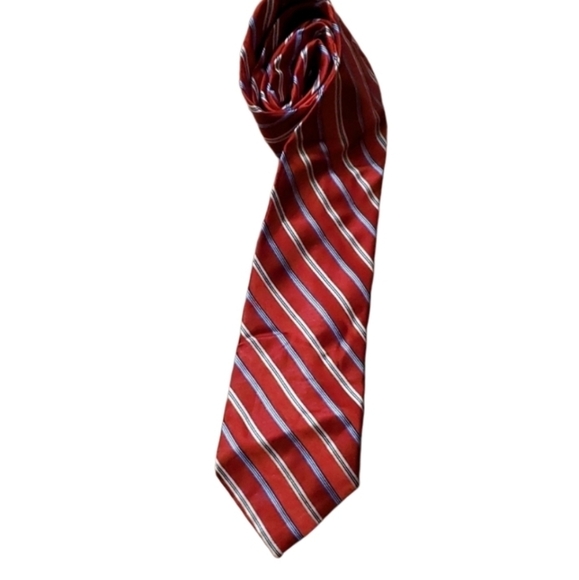 Chaps tie red blue men's tie striped - Picture 1 of 5